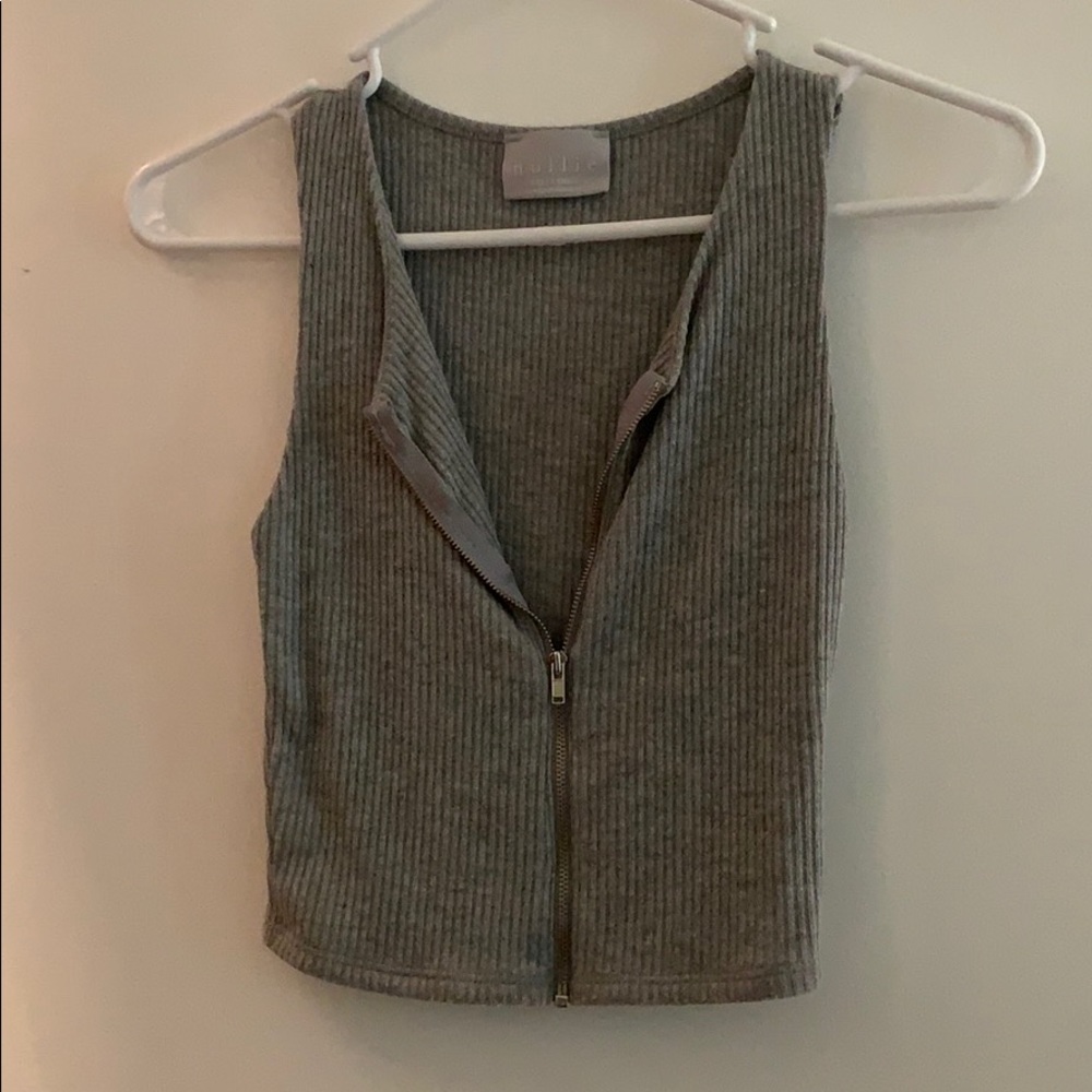 Zip Cropped Sweater Top